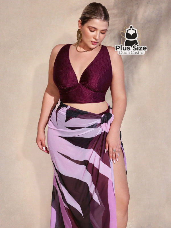 Conjunto De Biquini E Saída Praia Várias Cores Plus Size