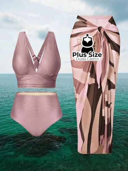 Conjunto De Biquini E Saída Praia Várias Cores Plus Size