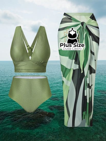 Conjunto De Biquini E Saída Praia Várias Cores Plus Size