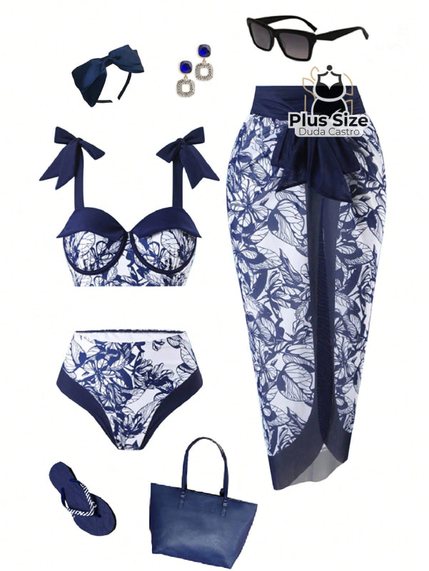 Conjunto De Biquini Meia Taça E Saída Praia