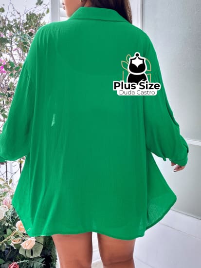 Conjunto De Blusa Botão E Short Várias Cores Plus Size