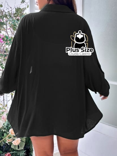 Conjunto De Blusa Botão E Short Várias Cores Plus Size