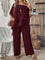 Conjunto de Blusa com Gola Assimétrica e Calça Várias Cores Plus Size G / Vinho Conjunto de Blusa com Gola Assimétrica