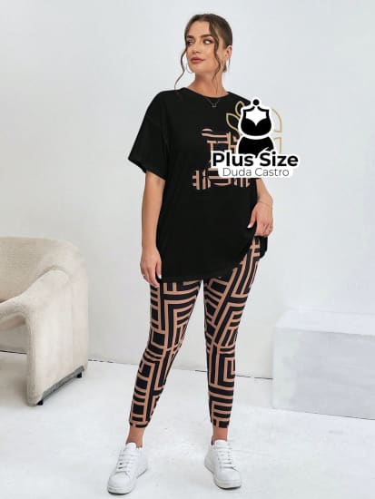 Conjunto De Blusa E Legging Várias Cores Plus Size