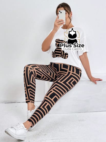 Conjunto De Blusa E Legging Várias Cores Plus Size