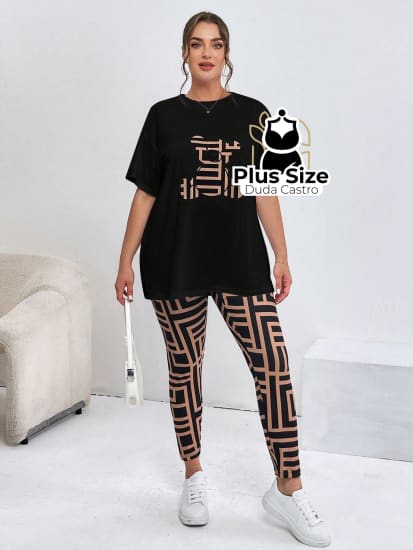 Conjunto De Blusa E Legging Várias Cores Plus Size