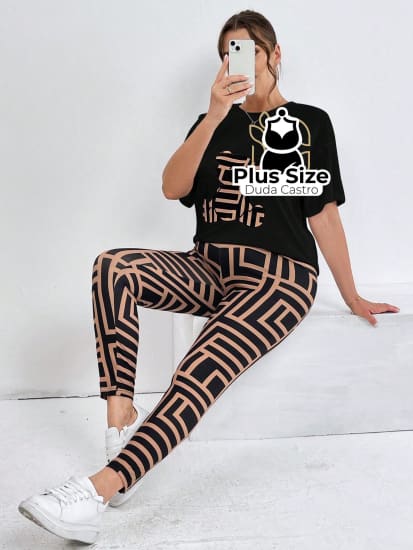 Conjunto De Blusa E Legging Várias Cores Plus Size