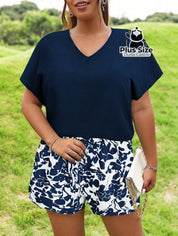 Conjunto De Blusa E Shorts Plus Size Várias Cores