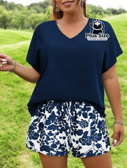 Conjunto De Blusa E Shorts Plus Size Várias Cores