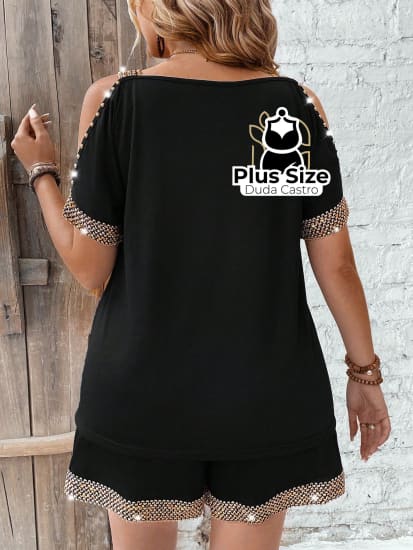 Conjunto De Blusa Off Shoulder Plus Size