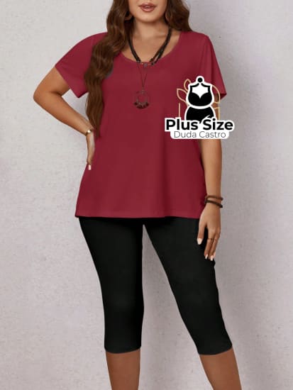 Conjunto De Camisa E Legging 3/4 Plus Size