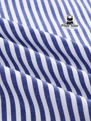 Conjunto de Camisa Listras com Detalhes em Botões e Bainha Assimétrica Calça de Perna Larga Plus Size Várias Cores