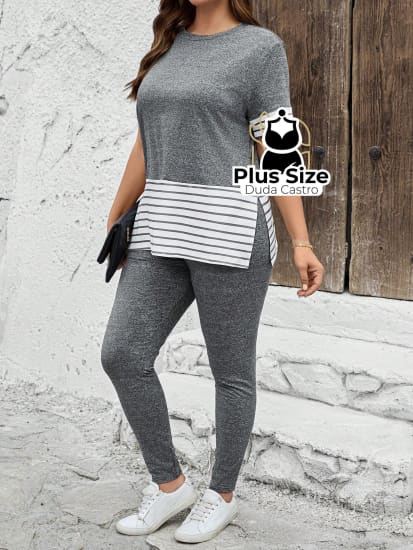 Conjunto De Legging E Blusa Várias Cores Plus Size Calça