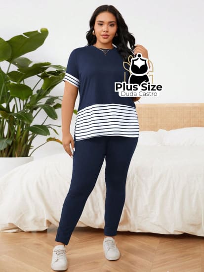 Conjunto De Legging E Blusa Várias Cores Plus Size Calça