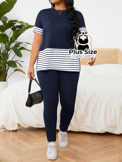 Conjunto De Legging E Blusa Várias Cores Plus Size Calça