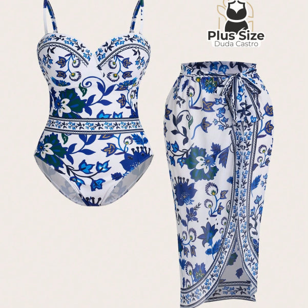 Conjunto De Maiô E Pareô Plus Size