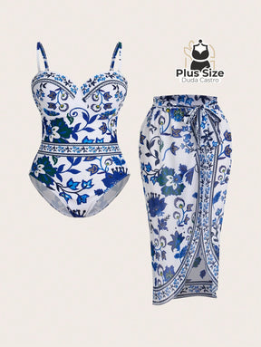 Conjunto De Maiô E Pareô Plus Size