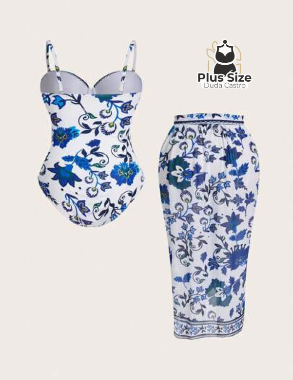 Conjunto De Maiô E Pareô Plus Size