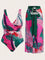 Conjunto De Maiô Plus Size De Manga Curta Com Estampa Flora E Saída Praia G / Multicolorido