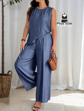 Conjunto De Regata E Calça Viscose Poliamida Plus Size