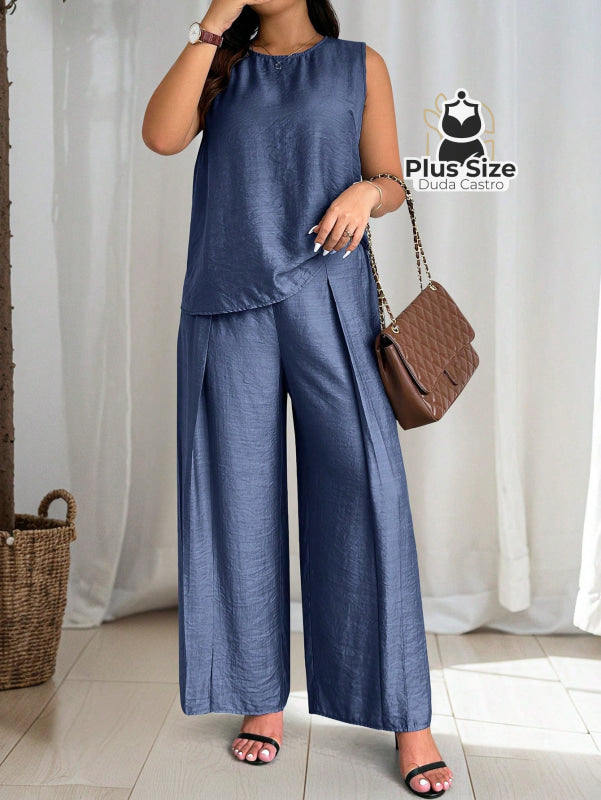 Conjunto De Regata E Calça Viscose Poliamida Plus Size