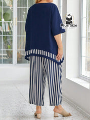 Conjunto Elegante Plus Size De Calça E Blusa