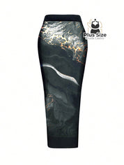 Conjunto Maiô E Pareô Com Estampa Marmorizada Plus Size