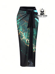 Conjunto Maiô E Pareô Com Estampa Marmorizada Plus Size