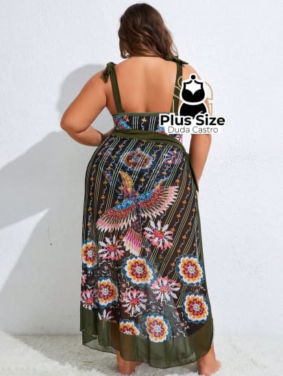 Conjunto Oasis Plus Size De Maiô Com Saia Praia