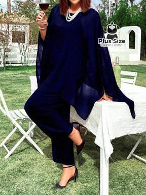Conjunto Social Calça E Blusa Plus Size Várias Cores Conjunto
