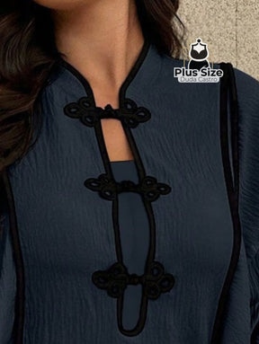 Conjunto Social com Detalhes de Contrates Plus Size Conjunto Social com Detalhes de Contrates Plus Size