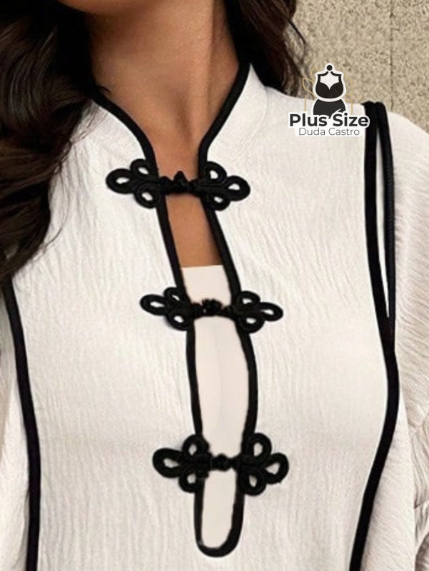 Conjunto Social com Detalhes de Contrates Plus Size Conjunto Social com Detalhes de Contrates Plus Size