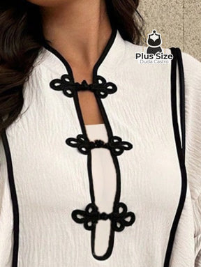 Conjunto Social com Detalhes de Contrates Plus Size Conjunto Social com Detalhes de Contrates Plus Size