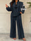Conjunto Social com Detalhes de Contrates Plus Size G / Azul-Marinho Conjunto Social com Detalhes de Contrates Plus Size