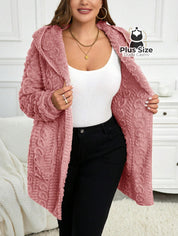 Jaqueta Acolchoada e Forrada com Capuz e Bolsos Plus Size para Inverno Jaqueta Acolchoada e Forrada com Capuz e Bolsos