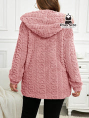 Jaqueta Acolchoada e Forrada com Capuz e Bolsos Plus Size para Inverno Jaqueta Acolchoada e Forrada com Capuz e Bolsos
