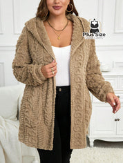 Jaqueta Acolchoada e Forrada com Capuz e Bolsos Plus Size para Inverno Jaqueta Acolchoada e Forrada com Capuz e Bolsos
