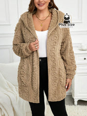 Jaqueta Acolchoada e Forrada com Capuz e Bolsos Plus Size para Inverno Capuccino / G Jaqueta Acolchoada e Forrada com