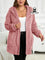 Jaqueta Acolchoada e Forrada com Capuz e Bolsos Plus Size para Inverno Rosa / G Jaqueta Acolchoada e Forrada com Capuz