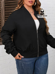 Jaqueta Bomber De Zíper Plus Size
