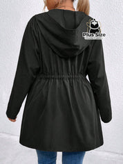 Jaqueta com Capuz Botões Cinto Várias Cores Plus Size Jaqueta com Capuz Botões Cinto Várias Cores Plus Size