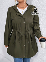 Jaqueta com Capuz Botões Cinto Várias Cores Plus Size Jaqueta com Capuz Botões Cinto Várias Cores Plus Size