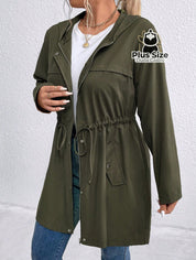 Jaqueta com Capuz Botões Cinto Várias Cores Plus Size Jaqueta com Capuz Botões Cinto Várias Cores Plus Size