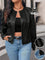 Jaqueta Feminina Plus Size em Couro PU – Poder Estilo e Atitude em Cada Zíper Preto / G Jaqueta Feminina Plus Size em