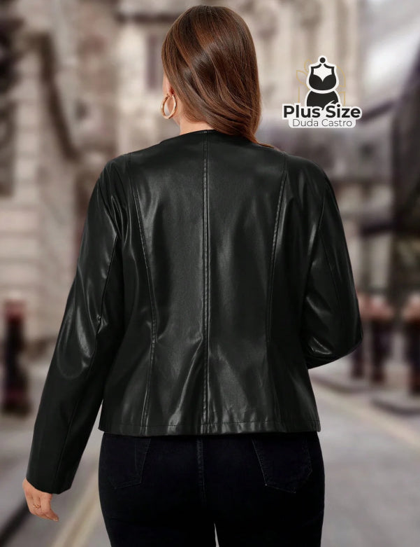 Jaqueta Plus Size em Couro Premium – A Peça de Impacto Para Você Brilhar Onde Quiser
