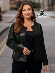 Jaqueta Plus Size em Couro Premium – A Peça de Impacto Para Você Brilhar Onde Quiser