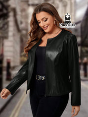 Jaqueta Plus Size em Couro Premium – A Peça de Impacto Para Você Brilhar Onde Quiser