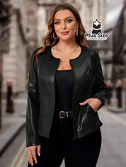 Jaqueta Plus Size em Couro Premium – A Peça de Impacto Para Você Brilhar Onde Quiser