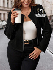 Jaqueta Preta de Camurça Plus Size, Jaqueta Preta de Camurça Plus Size,