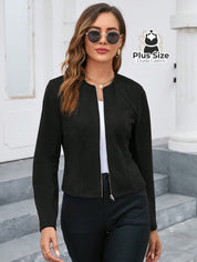 Jaqueta Preta de Camurça Plus Size, Jaqueta Preta de Camurça Plus Size,